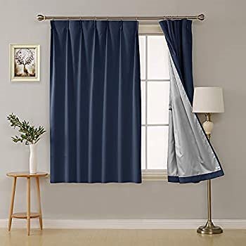 Deconovo 1級遮光 ドレープカーテン 断熱 遮熱 防音 節電対策 昼夜目隠し 2枚組 幅100cm丈135cm 紺色