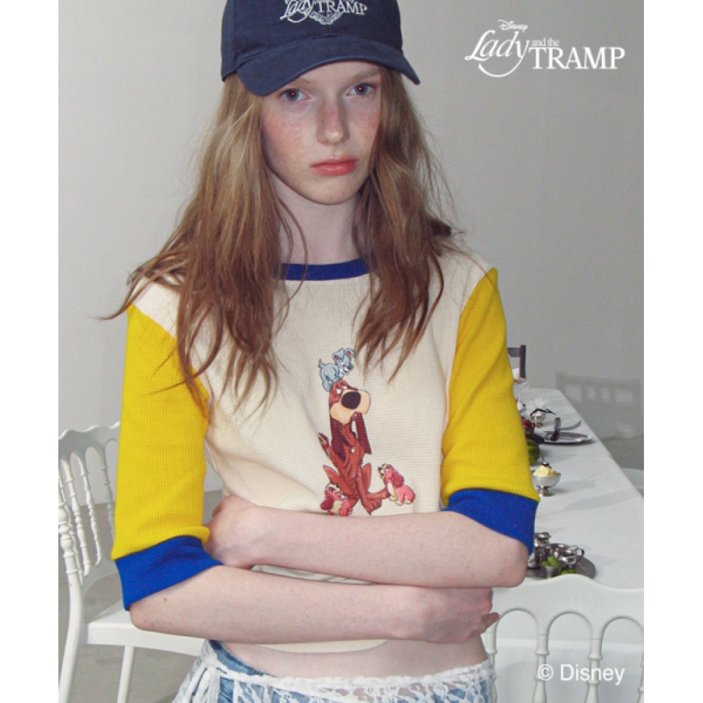 RONRON トラスティ&パピーズワッフル T シャツクリームイエロー