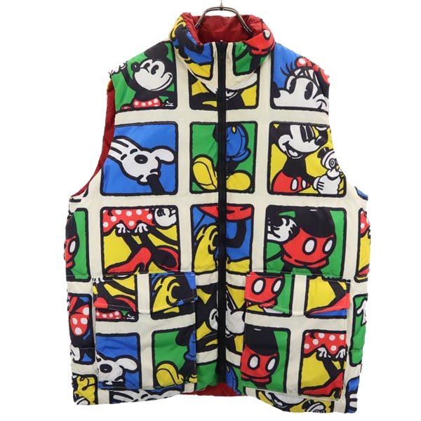 ミッキーマウス リバーシブル ダウンベスト M マルチカラー×レッド Mickey Mouse メンズ