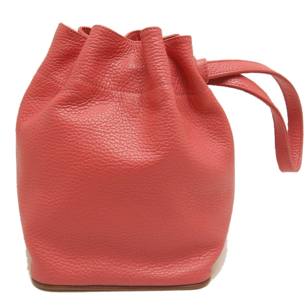 巾着バッグ ハンドバッグ レザー ピンク/252947【中古】