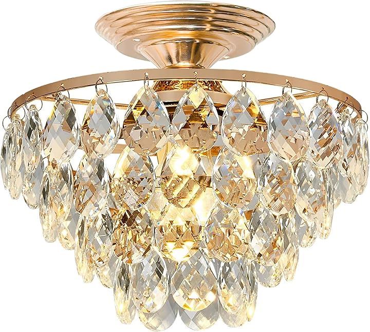 KY LEE ペンダントライト クリスタル おしゃれ 玄関 ゴールド 天井照明 シーリング 北欧 1灯 グラス レトロ 廊下 照明器具 居間 食卓 内玄関(PL-113-2)