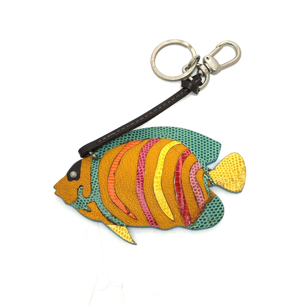 ETRO エトロ バッグチャーム 熱帯魚 フィッシュ キーリング レザー マルチカラー