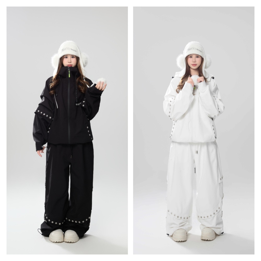 スノーボードウェア 2025 2026 黒 白 柳釘付き 上下セット メンズ レディース スノパンツ スノウェア レディース スキーウェア スノボウェア スキー 防风撥水