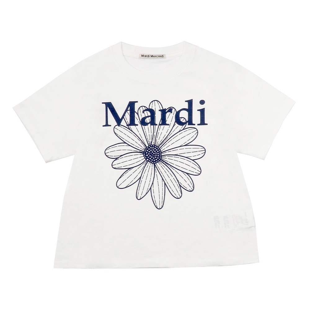 Tシャツ SLIM TSHIRT FLOWERMARDI IVORY NAVY 半袖 レディース 韓国 ファッション アパレル