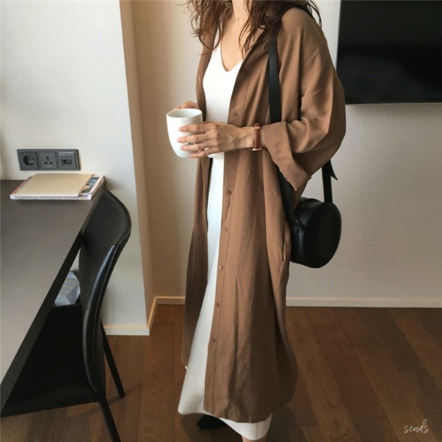 ワンピース カーディガン ロング丈 ベルト カジュアル 長袖 Vネック キャンパス Bs0285