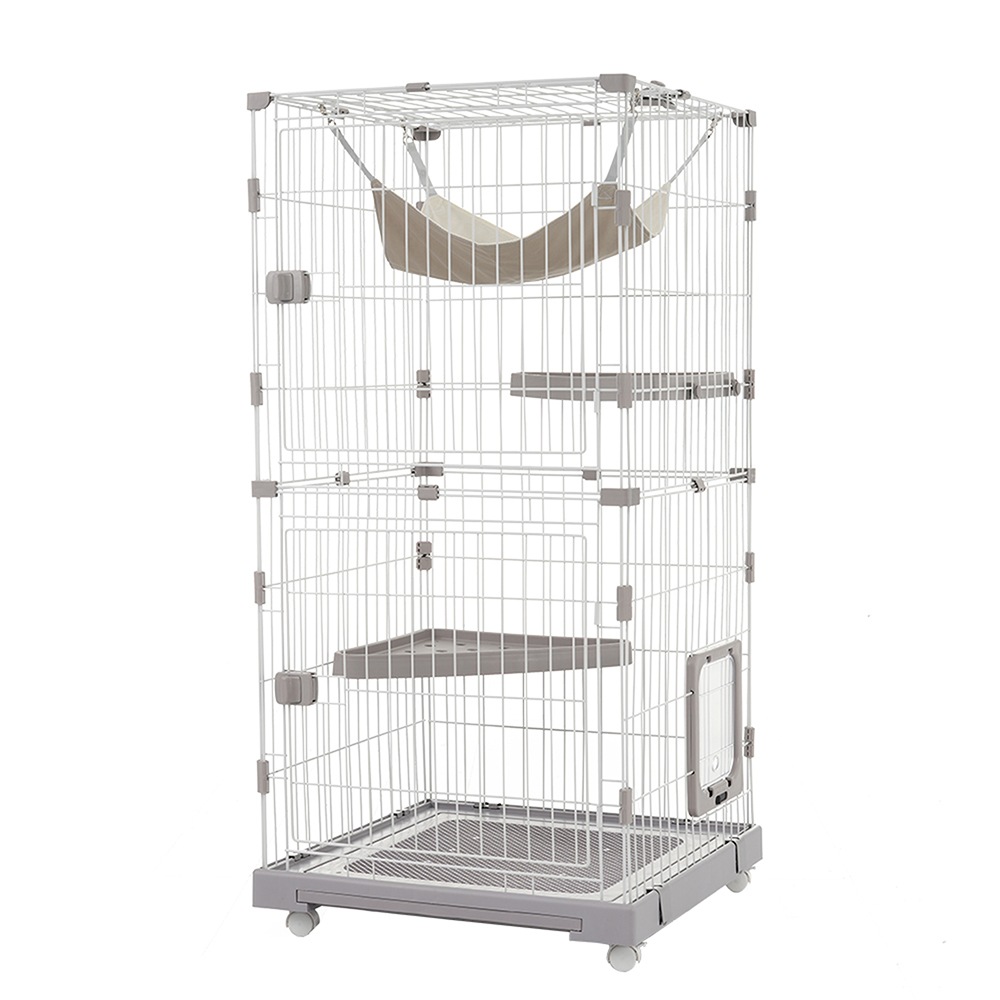 猫 掃除しやすいトレーケージ キャットケージ 2段 多頭飼い 引き出しトレー 自由組み合わせ 猫ドア キャットハウス ペット ゲージ 猫 ゲージ 大型 キャスター付き ハンモックネコ ハウス 留守番