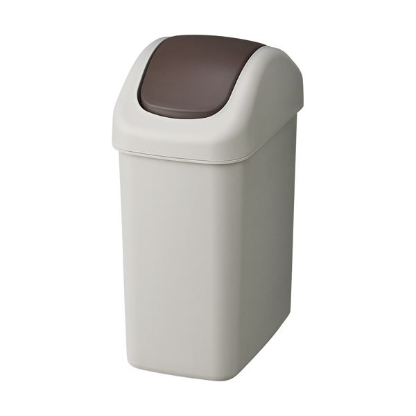 （まとめ） TANOSEEエコダストボックス スイング S 6.5L グレー／ブラウン 1台 [x5セット]