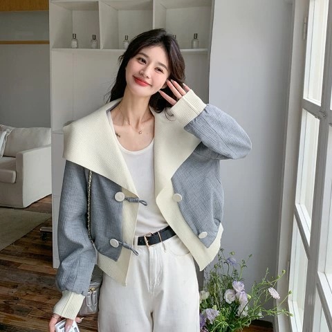 ショート丈トップス ジャケット 長袖 アウター 羽織 コート シンプル お出かけ カジュアル レディース大きいサイズ レディース きれいめ 半袖 七分袖 五分袖 無地 冬春 cut and sewn