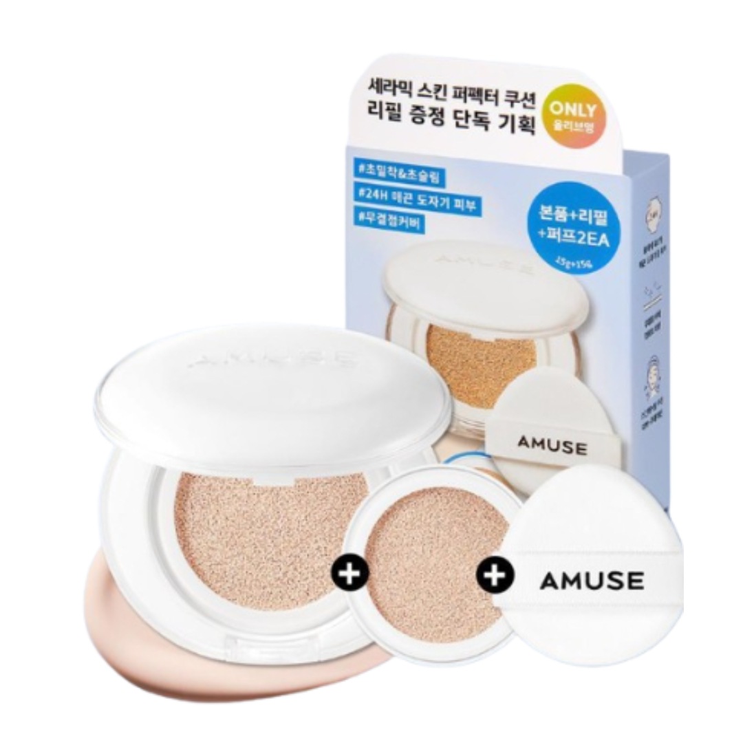 [2月26日オリーブヤング1位]ウォニョンPICK/限定企画] セラミック スキン パーフェクター クッション リフィル 限定企画 (本品15g+リフィル15g付+パフ)三色