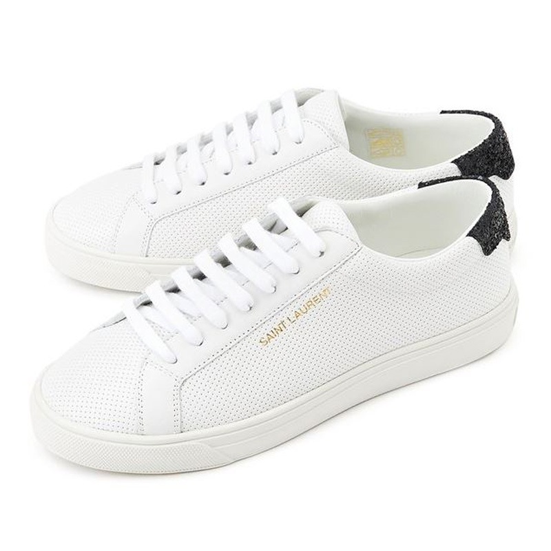 SAINT LAURENT PARIS ANDY / アンディ レディース レザー ローカット スニーカー オプティックホワイト / ブラック 590014 0ZT60 9275
