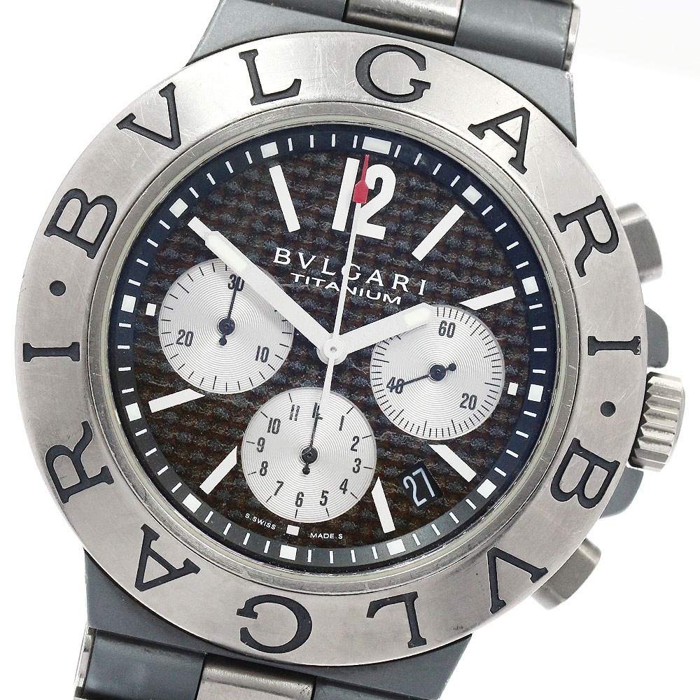 ベルトジャンク ブルガリ BVLGARI TI44TACH ディアゴノ チタニウム クロノグラフ 自動巻き メンズ _945885【中古】
