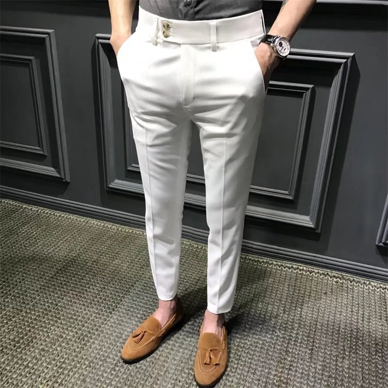 夏用スーツパンツ メンズ 韓国風 スリム メンズスーツパンツ 小足 9点カジュアルパンツ トレンド 9点パンツ メンズ ホワイトパンツ