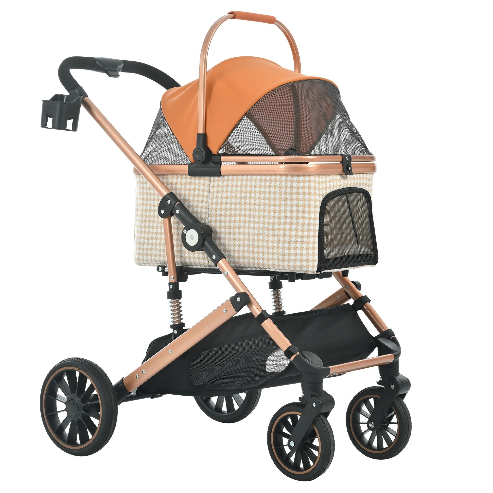 1440ペットカート Msize 対面式 分離式 2way 折りたたみ 多頭 中型犬 小型犬 フルオーペン 4輪 アルミ製 収納 軽量 ストッパー付き ダンパー付き 組立簡単 犬カート ドッグカートペ