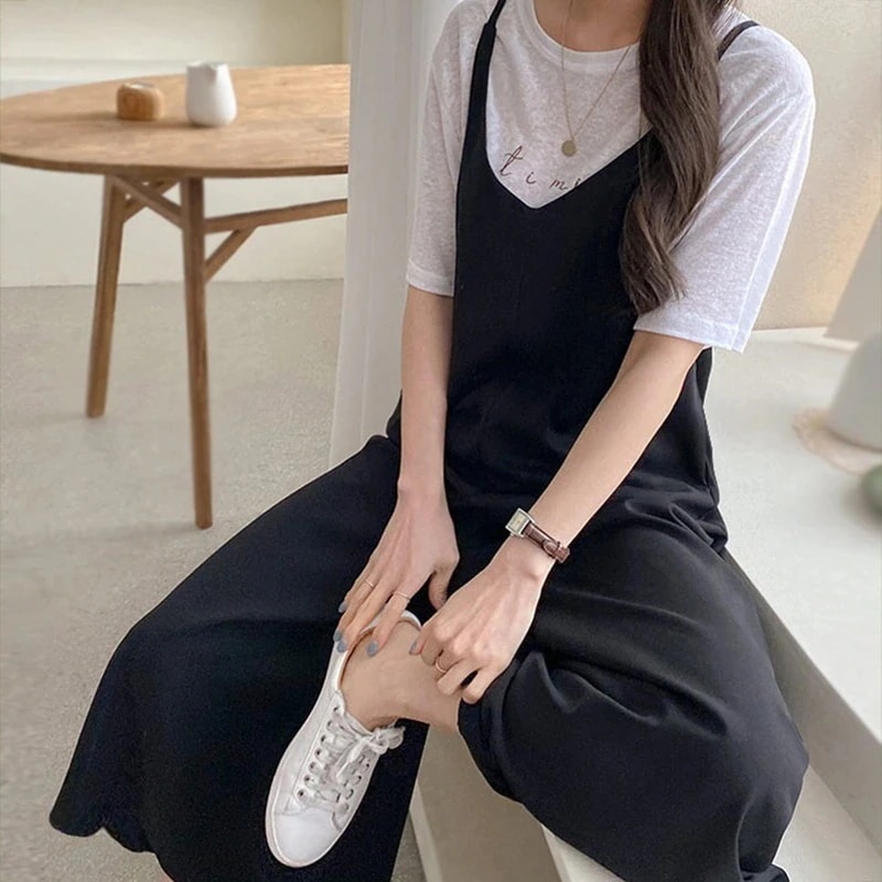 着痩せ 百掛け 新作 ブレザーサロペット夏のゆったりワイドパンツシフォンキャミソールパンツ サロペット 5,548円