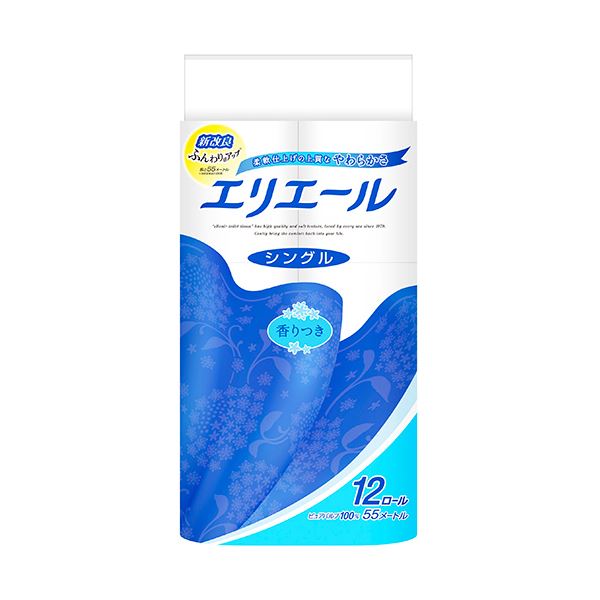 （まとめ）大王製紙 エリエールトイレットティシュー シングル 55m 1セット（72ロール：12ロール6パック） 3セット