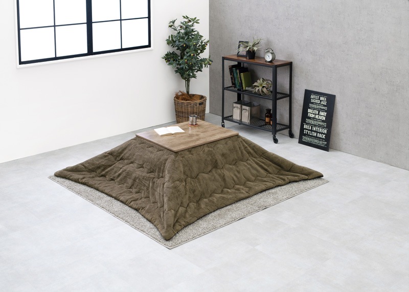 こたつセット こたつ うす掛布団 2点セット アンティークナチュラル/カーキ 75x60cm ヴィンテージテイスト 継足 オールシーズン コタツ テーブル