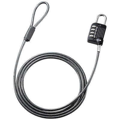 他サイト： ワイヤー一体型ダイヤル錠 SLE-32S ブラック ワイヤーとダイヤル錠一体型で持ち運びに便利の商品画像