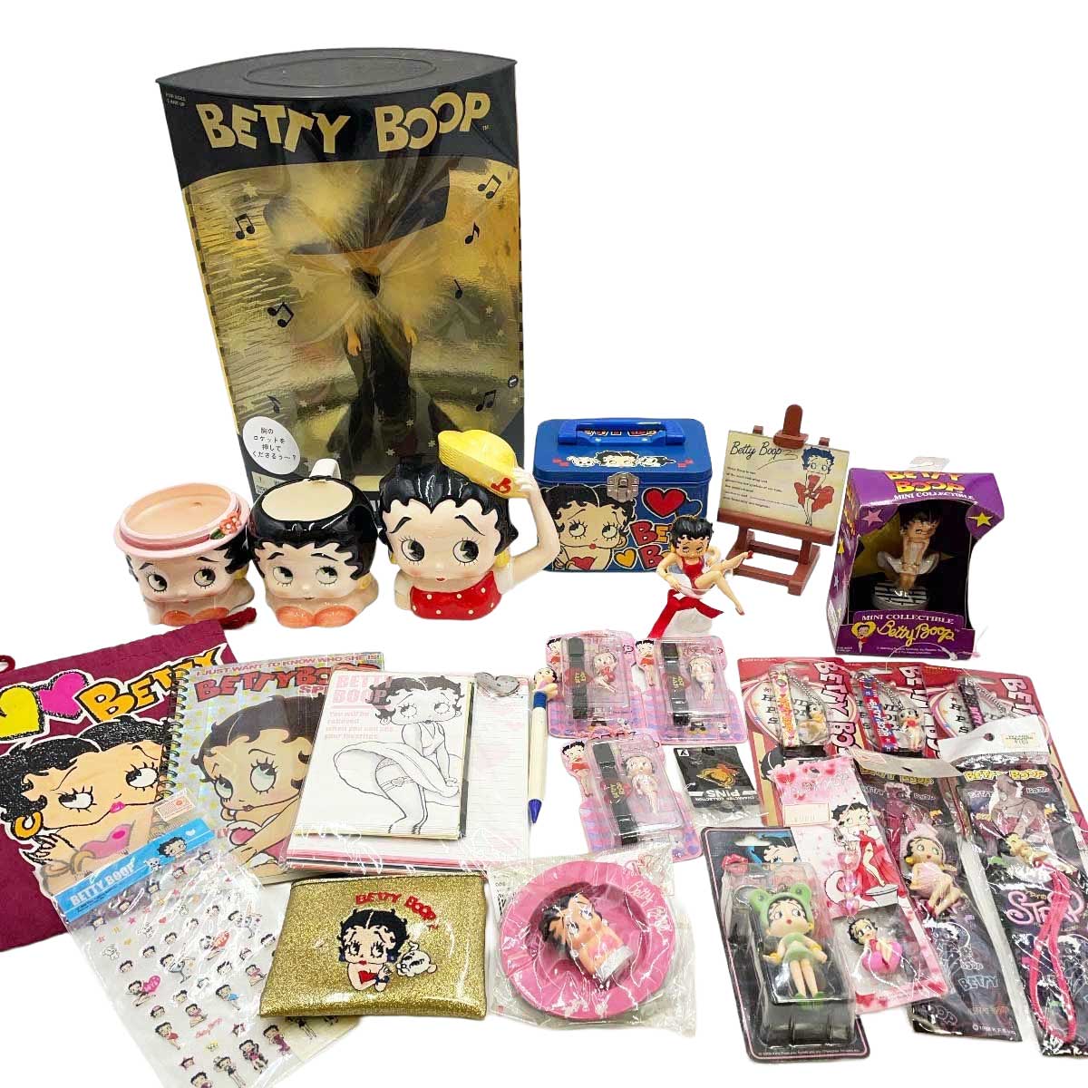 【中古】[セット] ベティブープ グッズまとめて (トーキングドール/フィギュア/貯金箱/ストラップ/キーホルダー/マグカップ/小銭入れ/ノート/シール ほか )