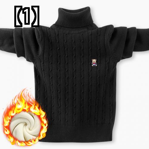 ニット キッズ トップス セーター 厚手 暖かい 子供用 男の子 女の子 秋冬 プルオーバー タートルネック 黒 白 グレー