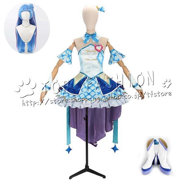 【工場直売 品質保証】キミとアイドルプリキュア 風 蒼風なな あおかぜなな キュアウインク Cure Wink 変身後 コスプレ衣装 ウィッグ cosplay コスチューム ハロウィン クリスマス