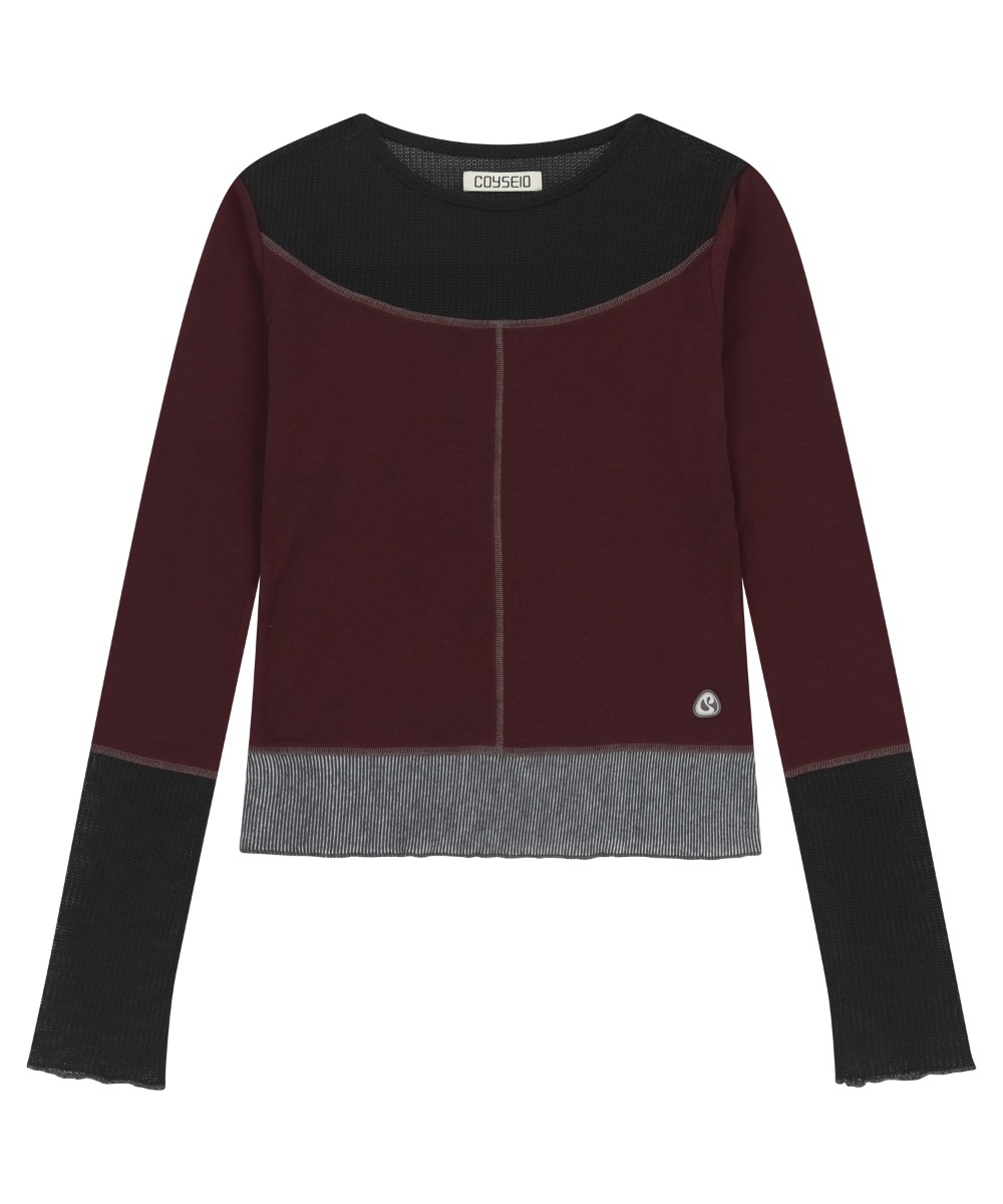 【COYSEIO】 NET STITCH LONGSLEEVES : PLUM RED