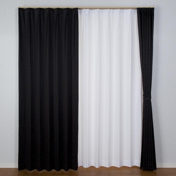 ユニベール 厚地カーテン ルイーザ 100×178cm 2枚入 ブラック メーカー直送