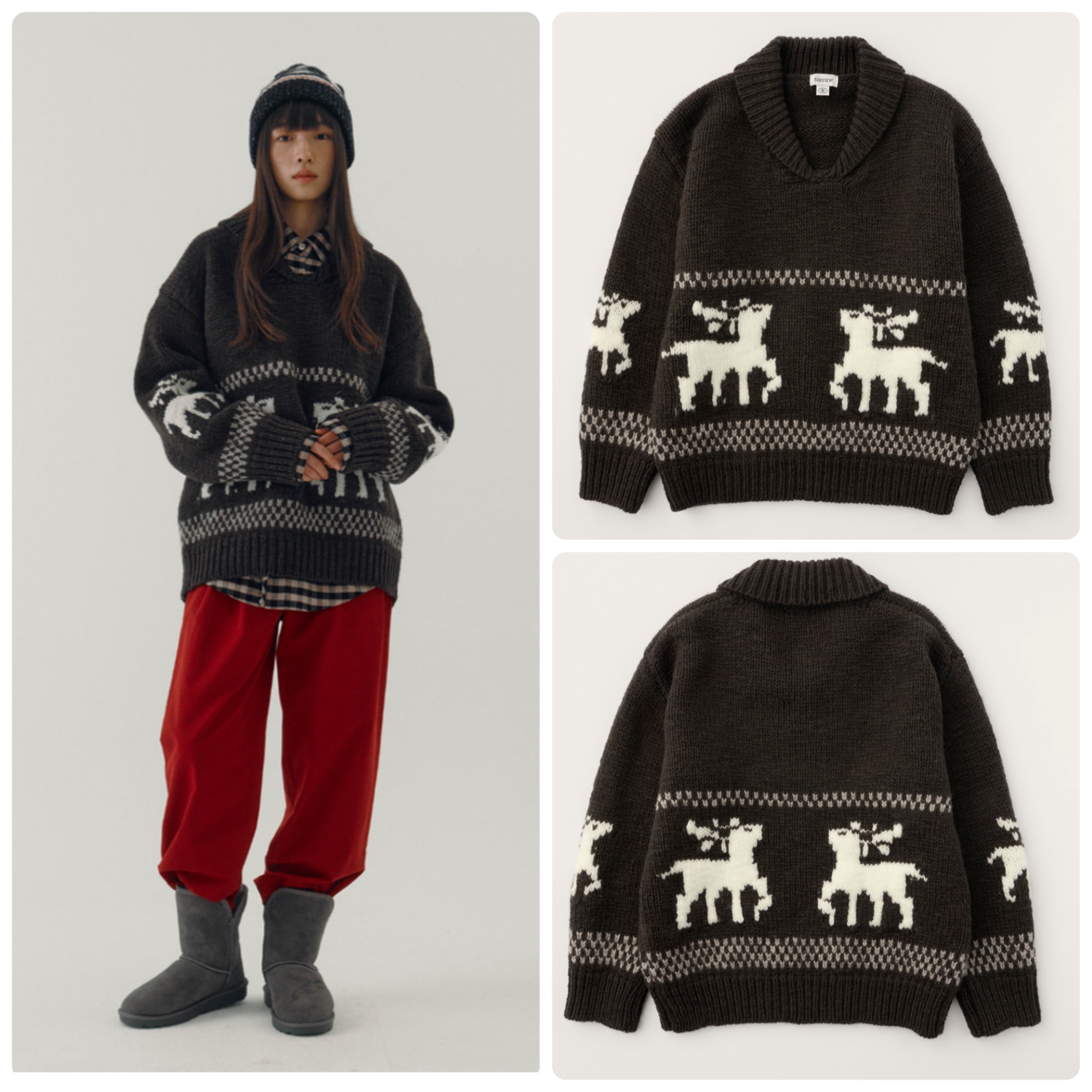 Deer cowichan pullover Brown