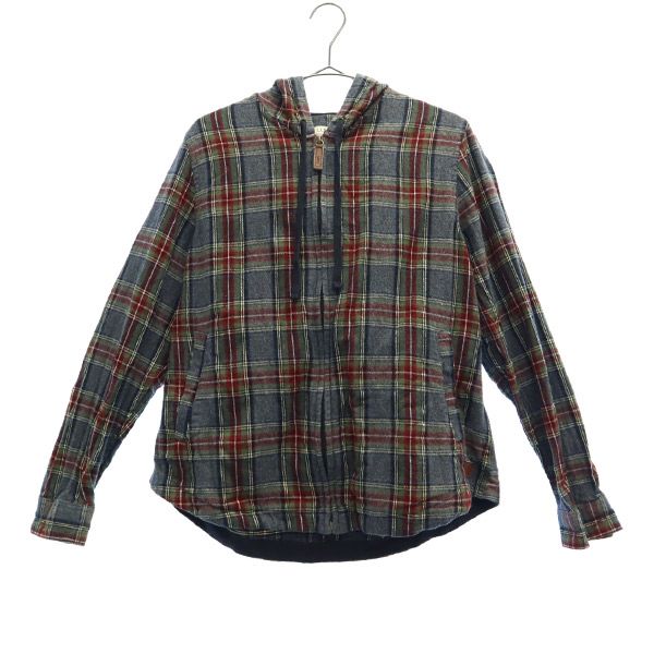 チェック柄 ジップジャケット XS レッド×グレー アウトドア パーカー レディース