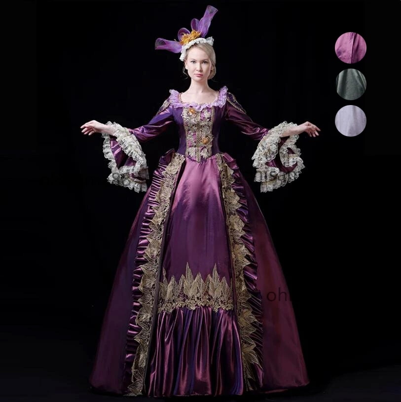 ステージ衣装 中世貴族風 宮廷ドレス 貴婦人ドレス 高級感 ヨーロッパ風ドレス 華やか フレア袖 貴族ドレス オペラ声楽 舞踏会 撮影 演奏会 ハロウィン クリスマス 文化祭 学園祭 パーティードレス