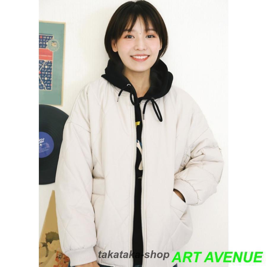 ブルゾン キルティングジャケット レディース アウター 秋 冬 黒 ゆったり シンプル キルティングコート ショート丈 フライトジャケット