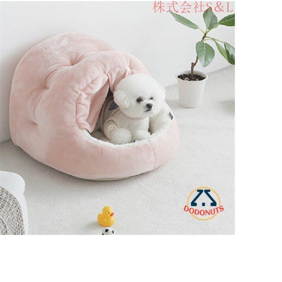 ペットハウス ペットベッド ドーム型 キャットハウス ふわふわ クッション イヌ小屋 犬用 猫用 秋 冬用 可愛い 洗える 白 ネコ耳付 ねこ マット あったか 犬小屋