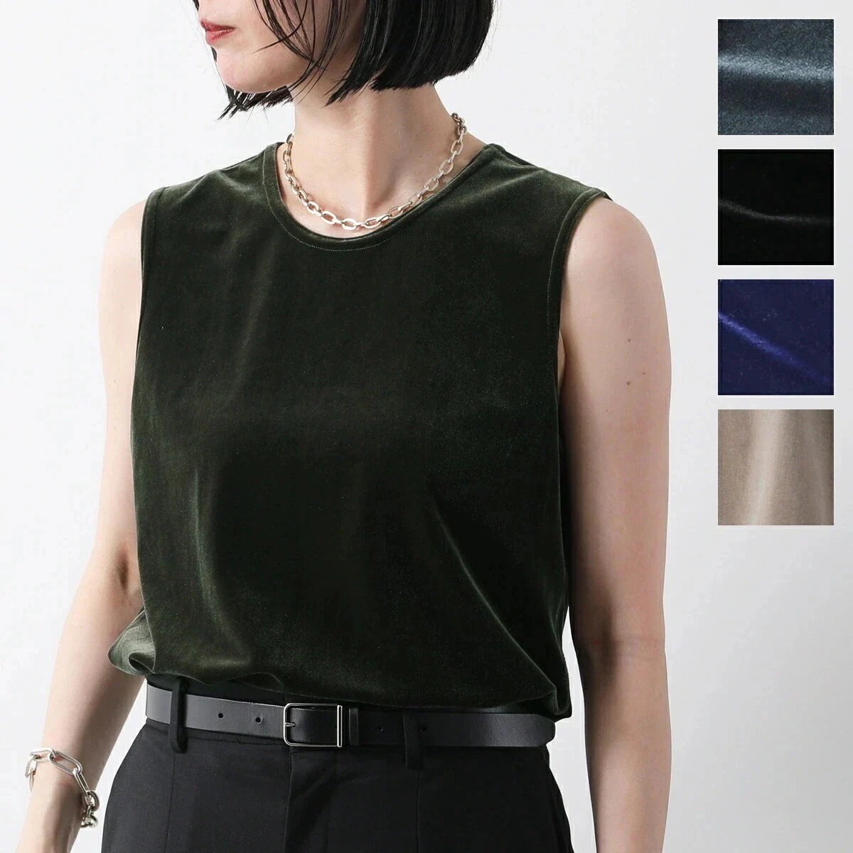 SIMONE WILD シモーネ ワイルド タンクトップ TOP レディース ベルベット ベロア ノースリーブ クルーネック カラー5色