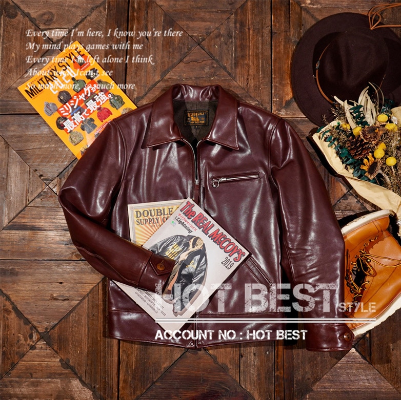 ホースハイド 30s トラッカースタイル メンズ 革ジャン シングルライダース オイルワックス レザージャケット 馬革