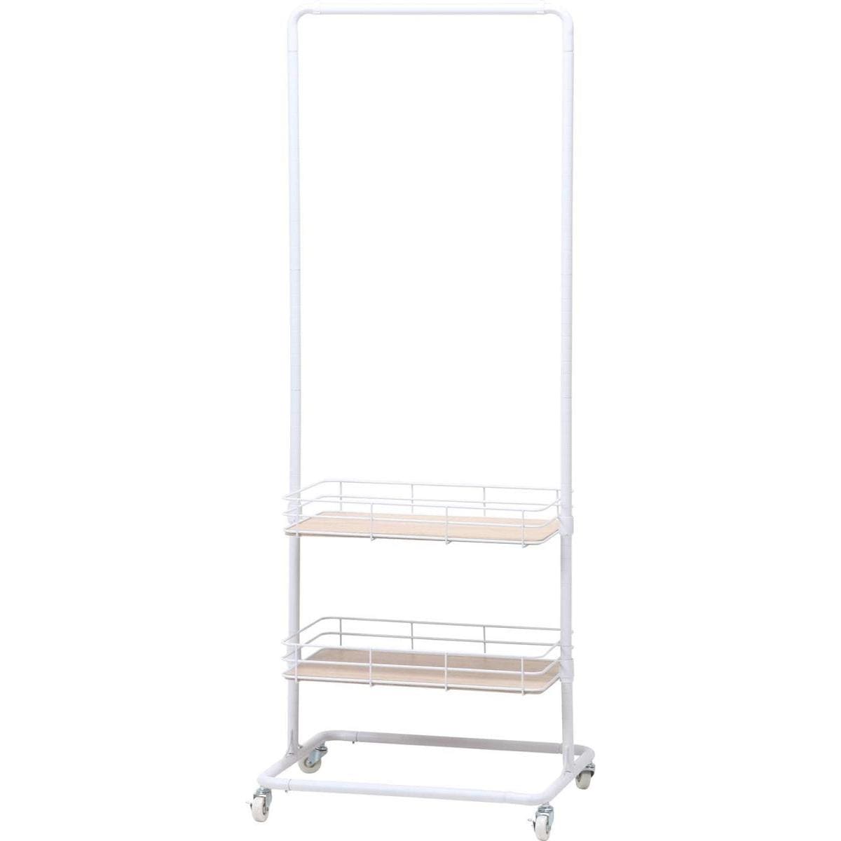 【i】 不二貿易 ハンガーラック 棚付き ホワイト 奥行45cm 高さ167cm キャスター付 ビクター 16699【代引不可/北海道・沖縄・離島不可】【代引不可/沖縄・離