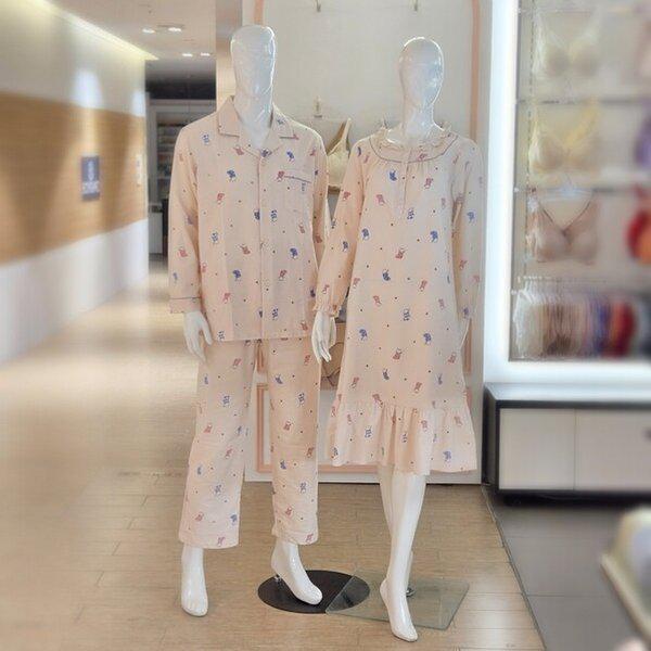 AK盆唐店　裏起毛 猫キャラクター カップルパジャマ MP8873A GW8873A-CR