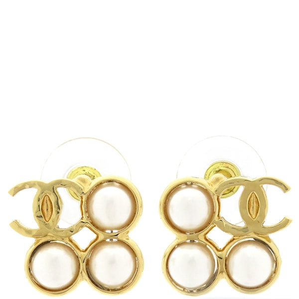 シャネル CHANEL ピアス ココマーク パール ピアス GP フェイクパール ゴールド CCマーク I24S 【箱】【中古】