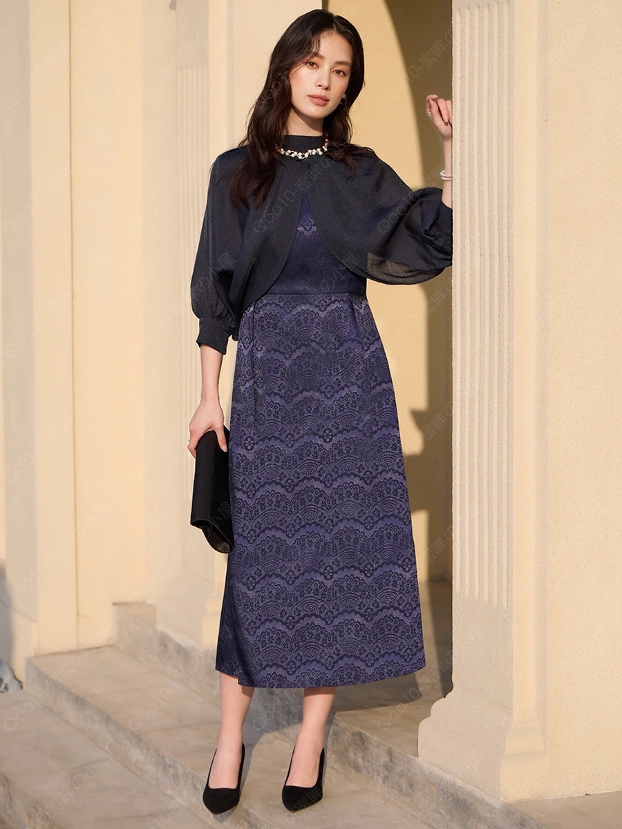 キューイング新作日系甘めストールコーデワンピース2点セット88655-30