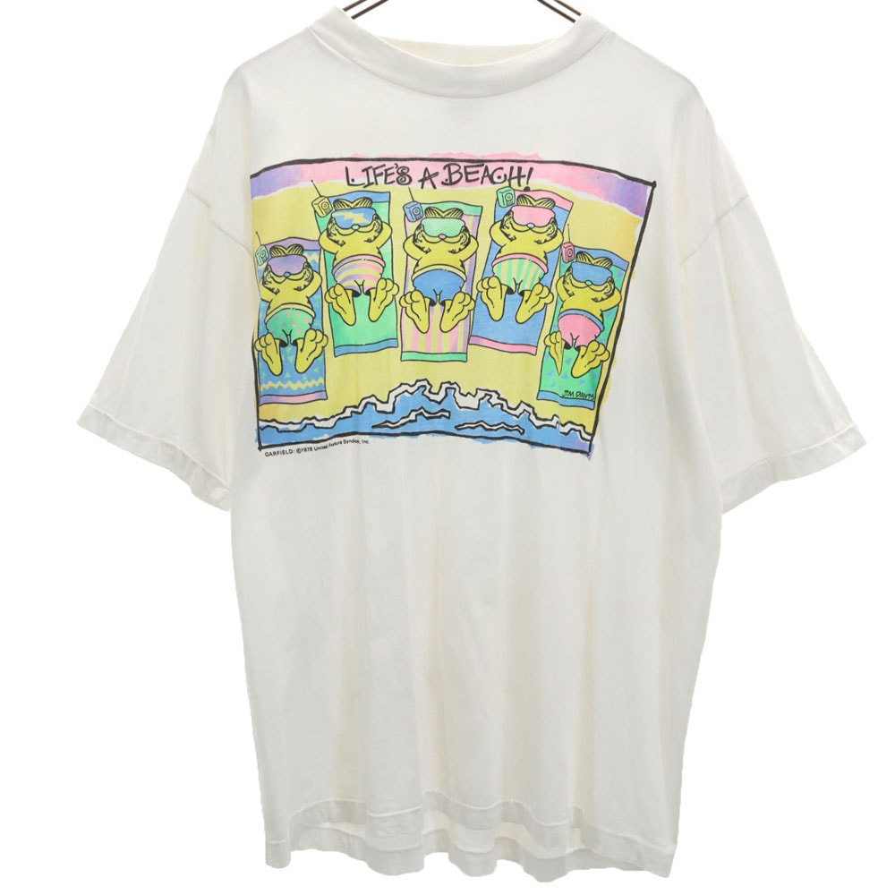 ピュア 70s ガーフィールド 半袖 ガーフィールド Tシャツ ホワイト PURE シングルステッチ オールド ヴィンテージ コピーライト1978 メンズ