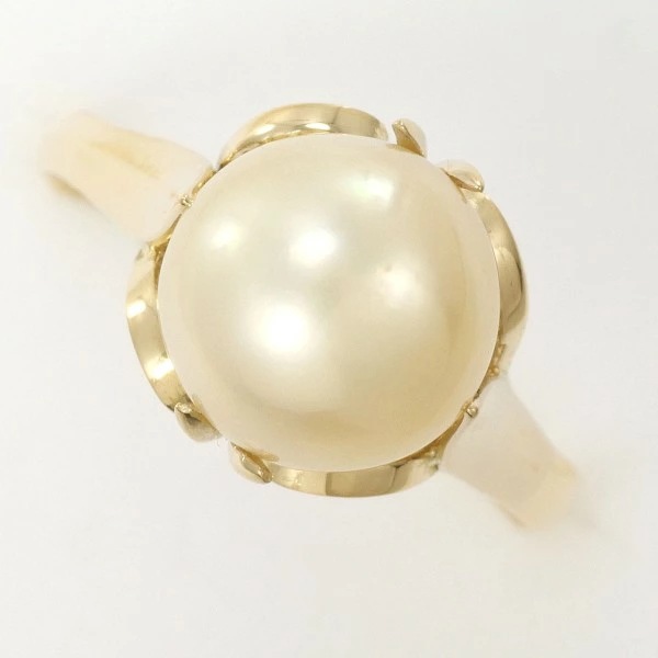K18 18金 YG リング 指輪 16.5号 パール(真珠) 約9.5mm ジュエリー 中古