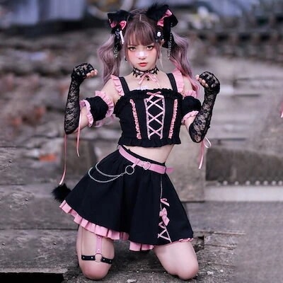 ハロウィン ハロウィン サンタ ダーク系ロリータドレスロリータ二次元 サンタロリータ スカートセットjkセクシー かわいい レトロイ