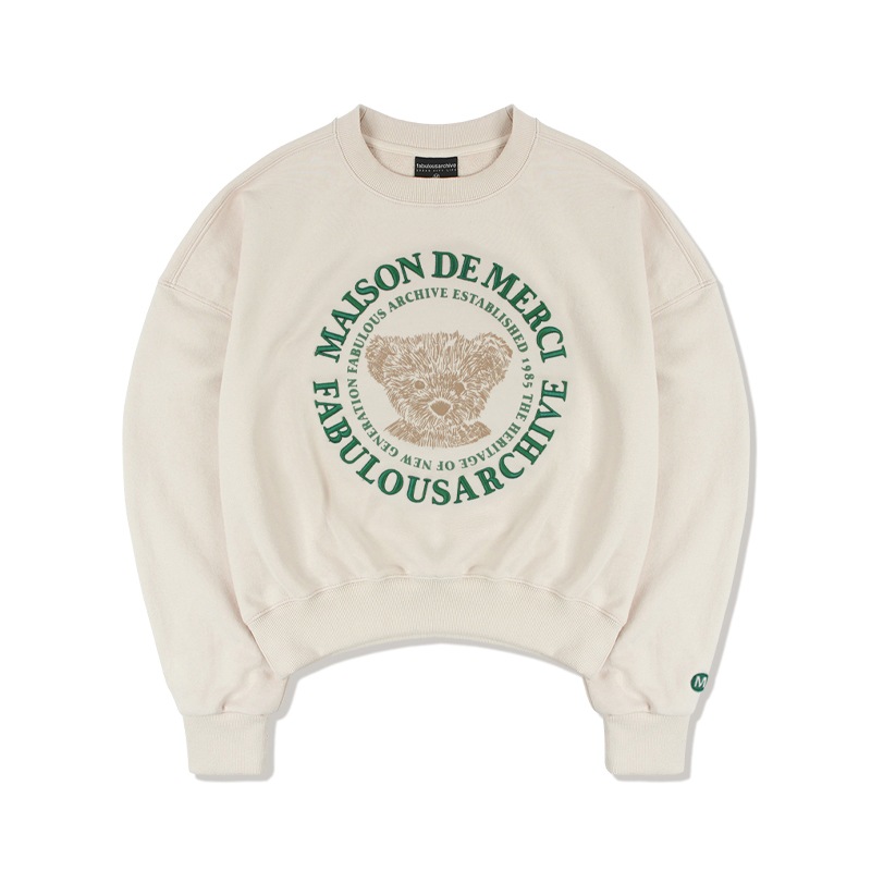 [IVE ガウル 着用] womens cropped bear friends sweatshirt 韓国 アイドル レディース メンズ 大きいサイズ クロップド丈 トップス 秋 冬