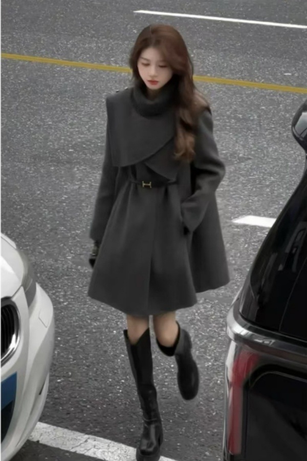 【人気アイテム】レディースファッション レディース 冬 新作 ins 風 オシャレ デザイン性 マイナールック マント型 ニットコート 加厚 保温 コート 2点 セット