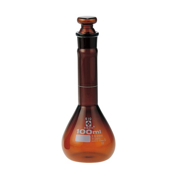 メスフラスコ 茶褐色 短形 100mL [023090-100]