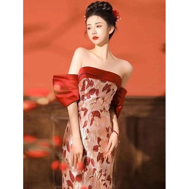 10個セット 胸ぬぐい敬酒服花嫁結婚婚約ドレス女性ディナー司会者ロングスカート高級感ドレス 347,093円