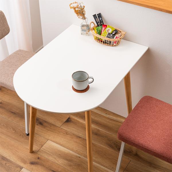 ダイニングテーブル 壁寄せ 2人 サイズ 半円 変形 変わった形 ナチュラル 北欧 おしゃれ 一人暮らし ひとり暮らし 木製 天然木 テーブル デスク 机 白 ホワイト