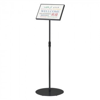 ナカキン カバー付サインスタンド（上下スライド傾斜型） A4サイズ横型 NSS-FKA4Y-BU