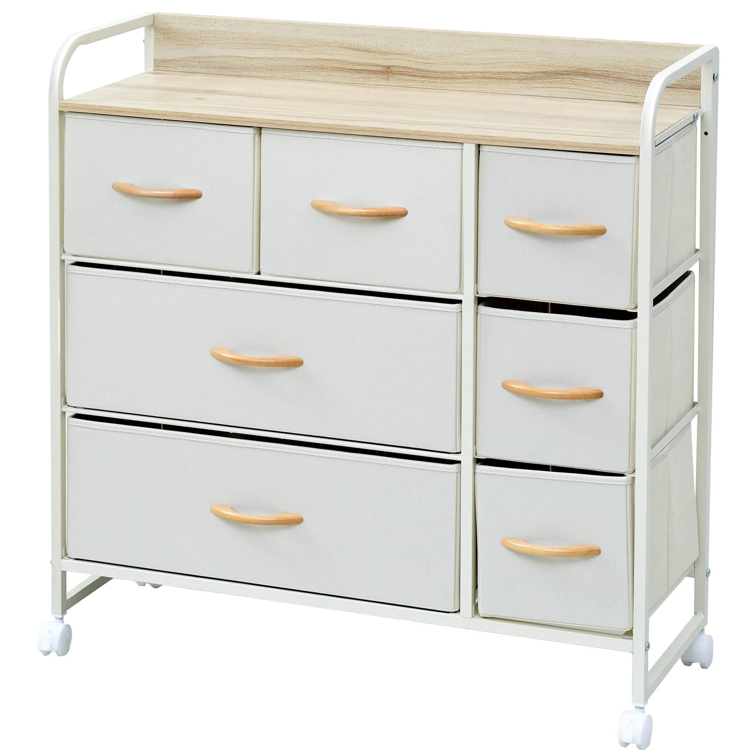 チェスト キャスター付き ワイド 3段 YZFC-8080(BE/IV) ベージュ