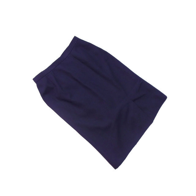 スカート /ヒザ下丈 /後サイドラインボタン ネイビー 中古