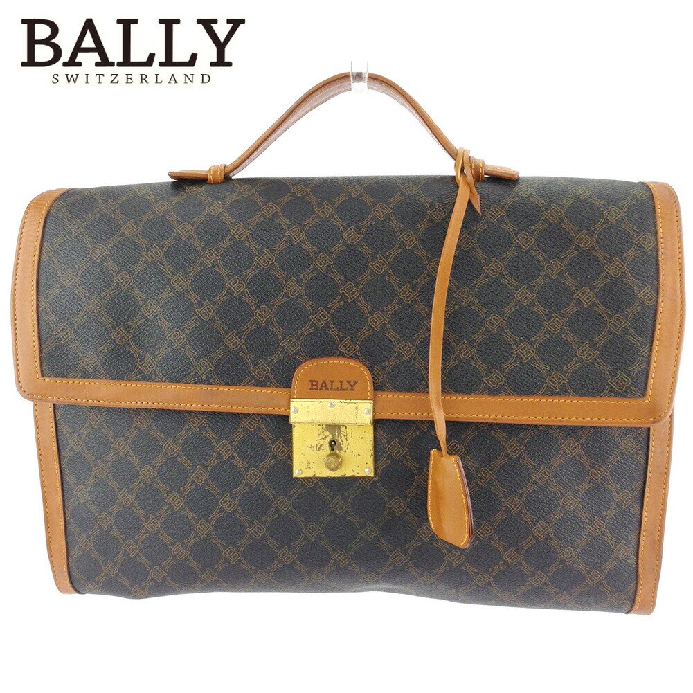 ビジネスバッグ ブリーフケース B柄 メンズ ブラック ブラウン ゴールド 中古