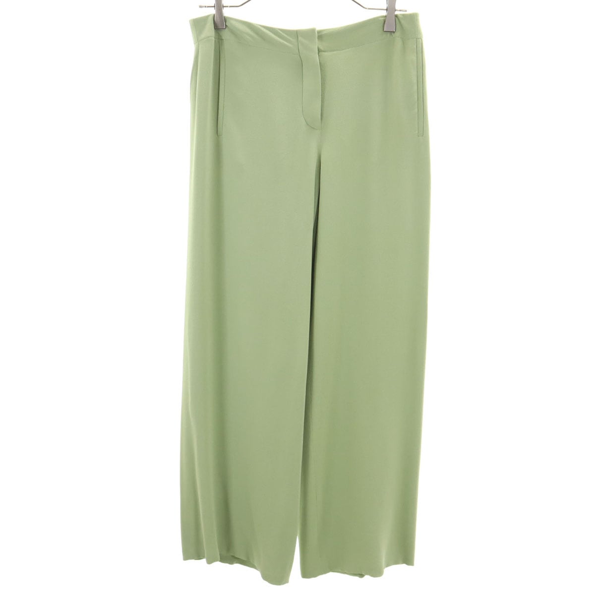 フランス製 シルク ワイドパンツ 38 モスグリーン系 レディース 古着